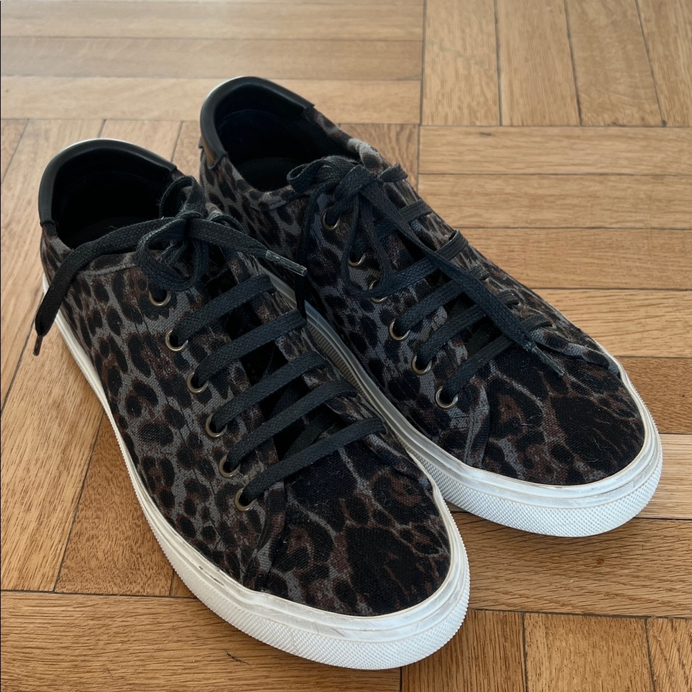 Saint Laurent Leopard-Print Canvas Sneakers - Picture 8 of 8